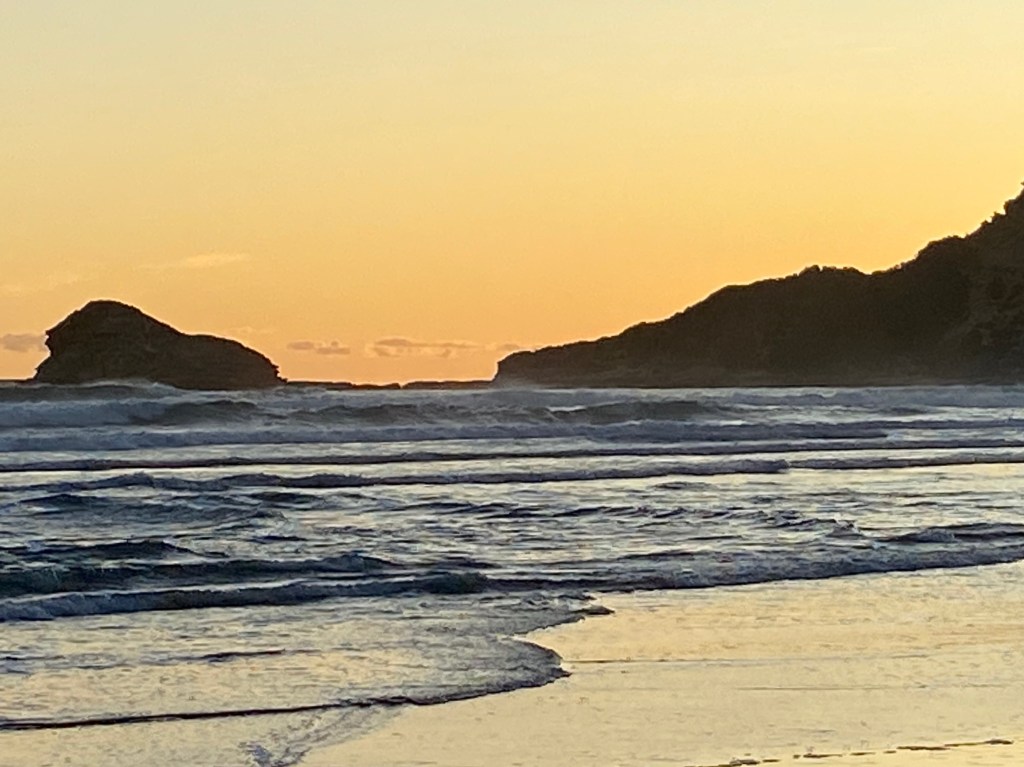 Gerickes Point (the Sphinx) at sunset from Swartvlei Beach in Sedgefield