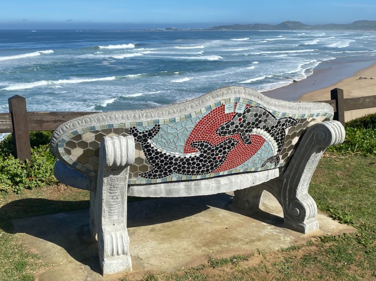 Ocean scenes can be enjoyed at Brenton-on-sea from these mosaic decorated benches