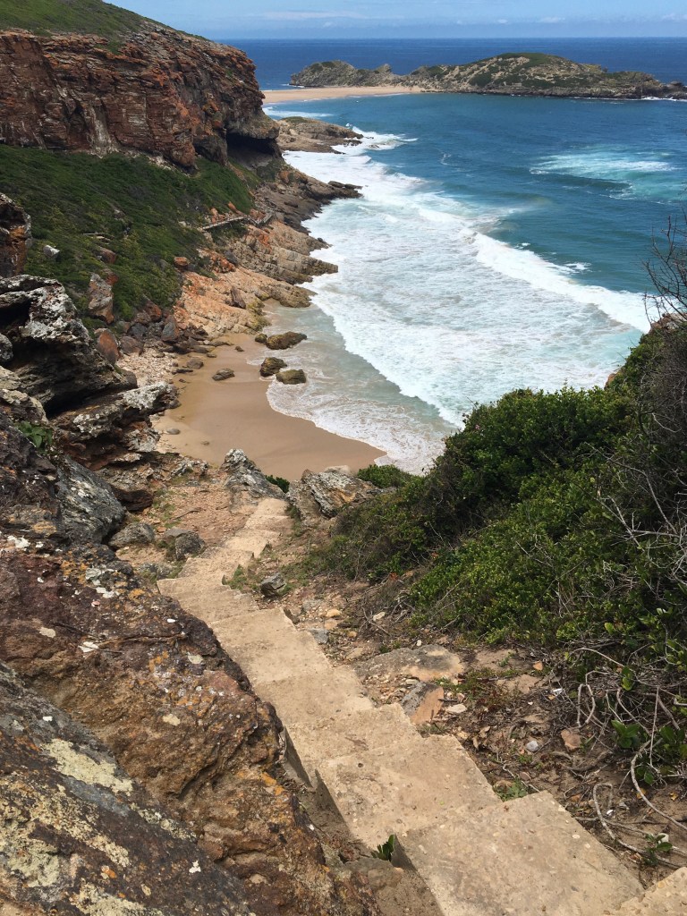 Some steep steps to the beach at Robberg Nature Reserve