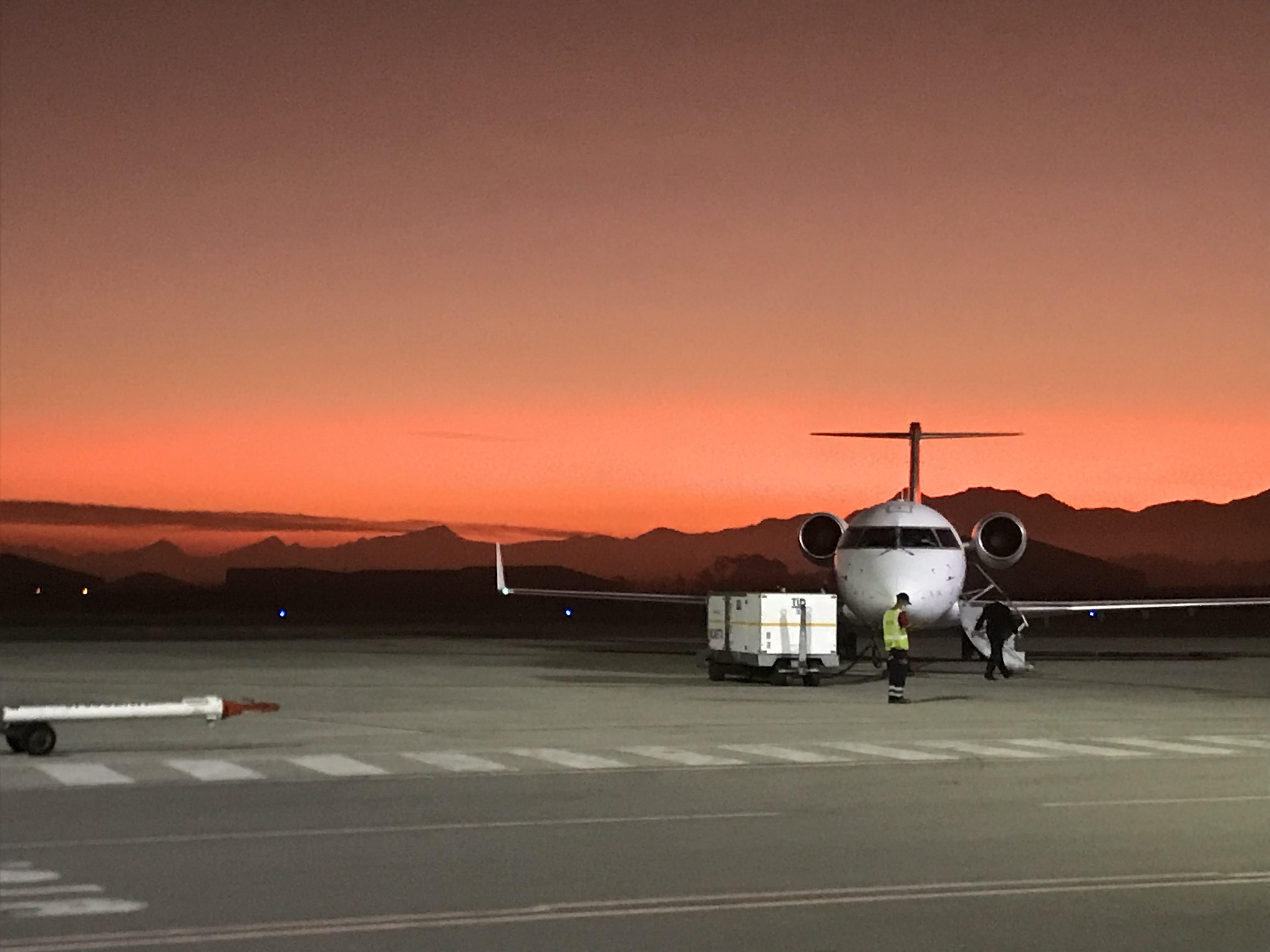Sunset over the Outeniqua Mountains at George Airport