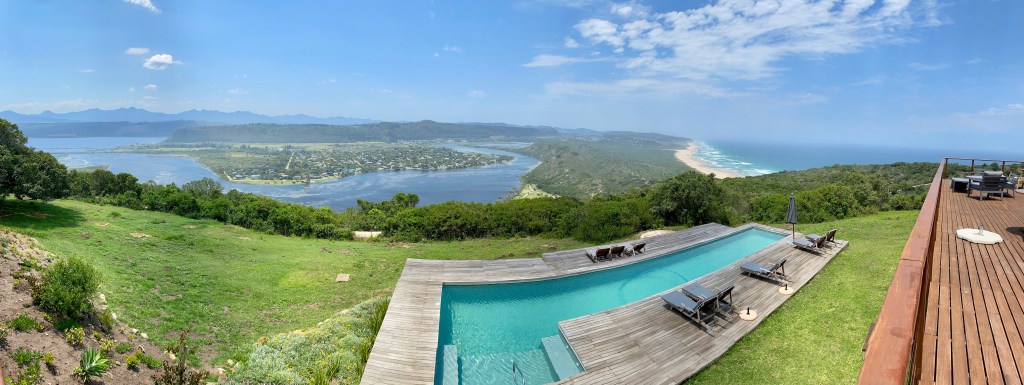 The view of Swartvlei Lagoon and the ocean from the lodge at Simbavati Fynbos on Sea