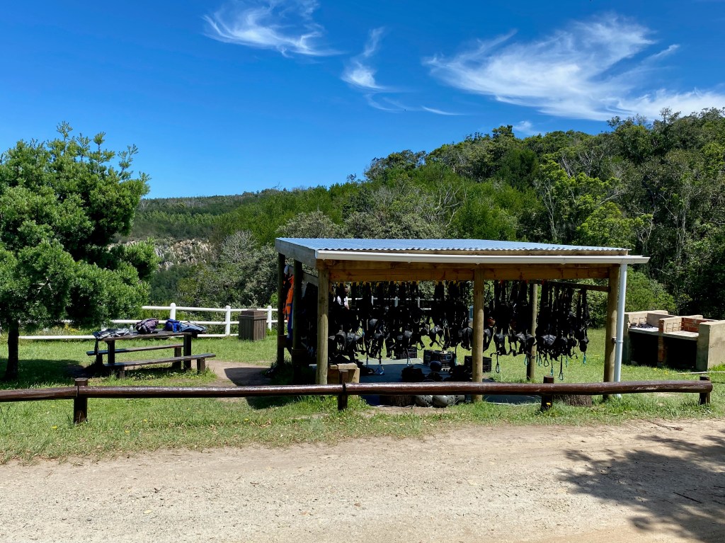 Getting all your gear at the ziplining office