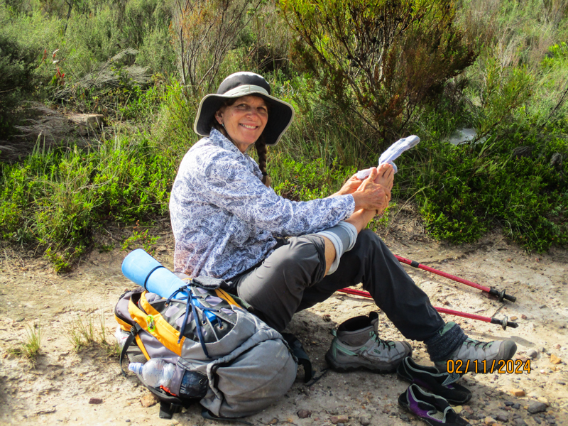 Sally getting ready for the uphill section